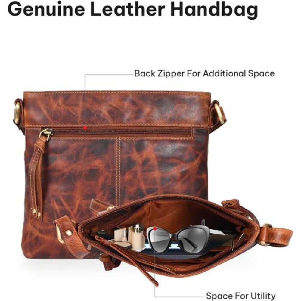 Real Genuine Leather Women's Crossbody Purse/Bag With Adjustable Strap - Picture 5 of 8